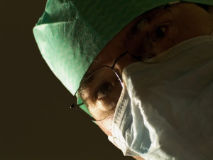 Surgeon staring down